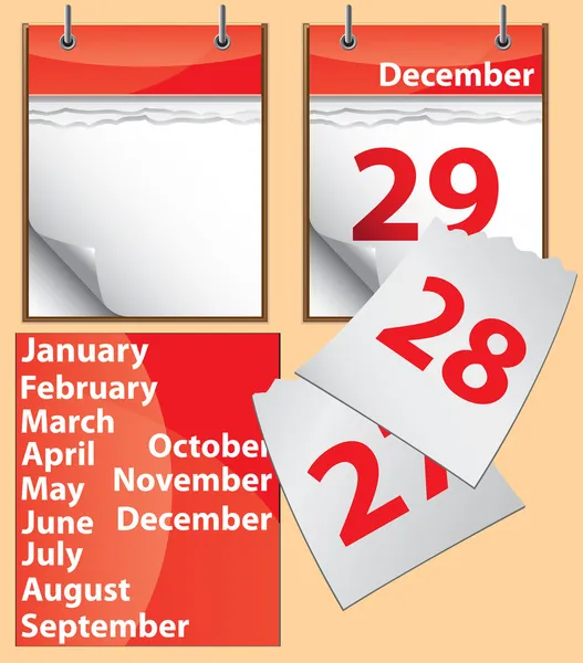 Avrivningsbara kalender — Stock vektor