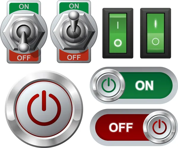 Electric switches and button — Stock Vector