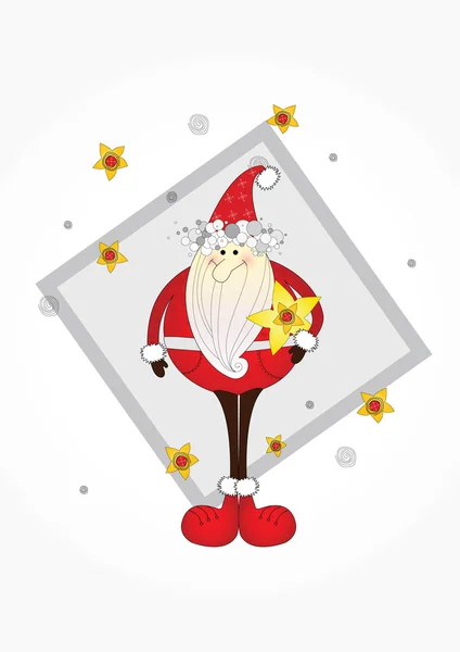 Santa κρατώντας ένα αστέρι — Διανυσματικό Αρχείο