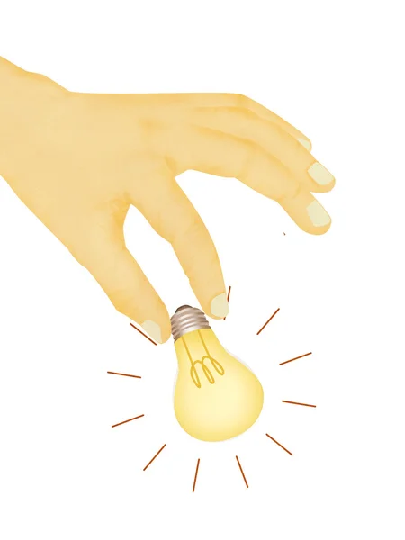 Papier Textur, Illustration der Hand Kommissionierung Glühbirne — Stockfoto