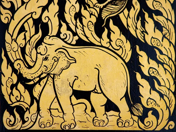 stock image Elephant in traditional Thai style molding art