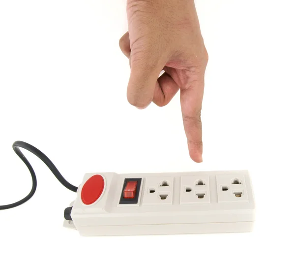 Hand over the power strip — Stock Photo, Image