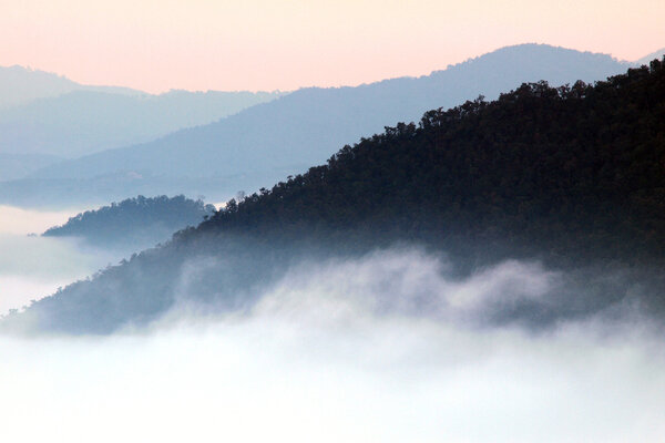 Morning mist cover the mountain ,Thailand