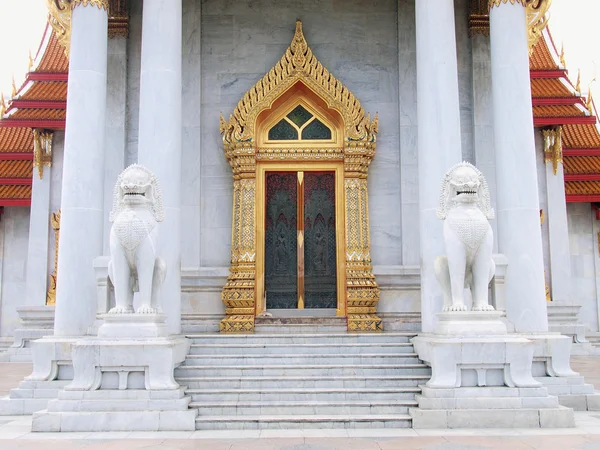 Stock image Vintage traditional Thai style door temple at Marble Temple - B