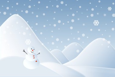 Christmas background,Snow man with mountain clipart