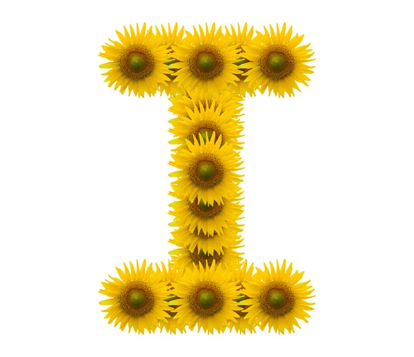 Alphabet I, sunflower isolated on white background — Stock Photo, Image
