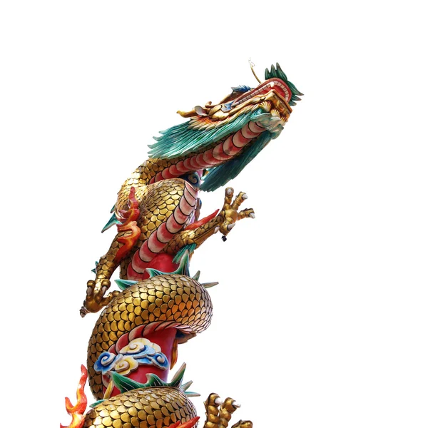 Statua del drago in stile cinese isolata su sfondo bianco (da t — Foto Stock