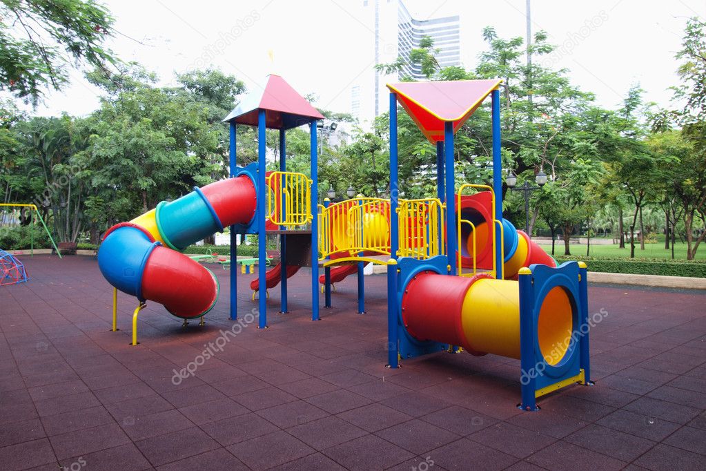 Playground without children in city park