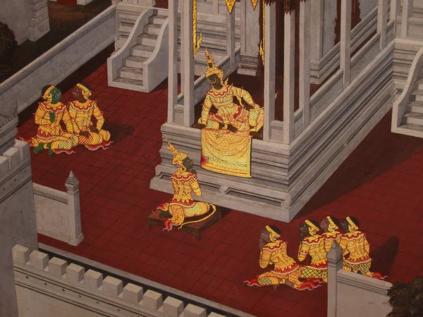 Ταϊλάνδης τέχνη τοίχων στην Ταϊλάνδη ναός — Φωτογραφία Αρχείου