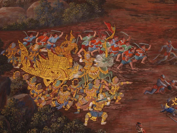 Thaise kunst muur in tempel thailand — Stockfoto