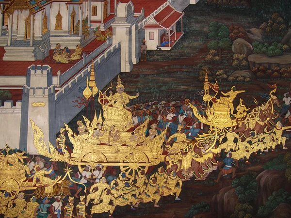 Ταϊλάνδης τέχνη τοίχων στην Ταϊλάνδη ναός — Φωτογραφία Αρχείου