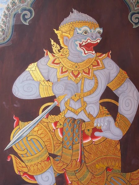 Thailändsk konst vägg i temple thailand — Stockfoto