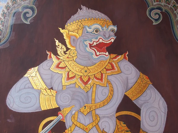 Muro d'arte thailandese nel tempio Thailandia — Foto Stock