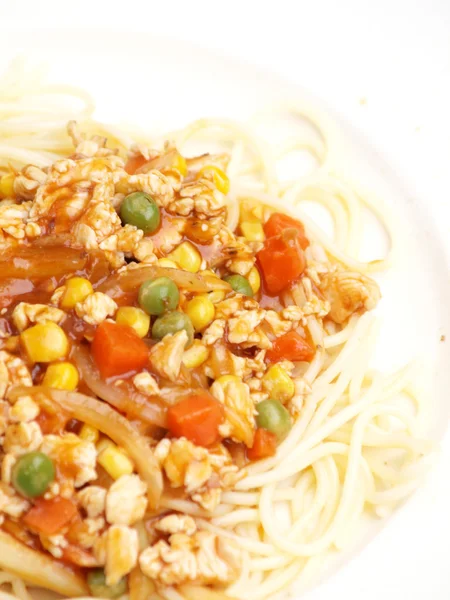 Primer plano de espaguetis y salsa —  Fotos de Stock