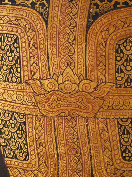 Kunstmaleri i tempelet i Thailand. maleri om Ramayana ep – stockfoto