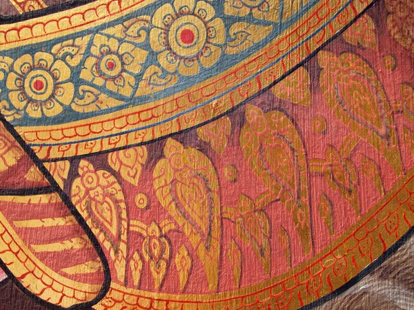 Kunst aan de muur schilderen en textuur in tempel thailand. schilderij over — Stockfoto