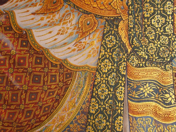 壁絵画および寺院タイのテクスチャ。絵画について — ストック写真