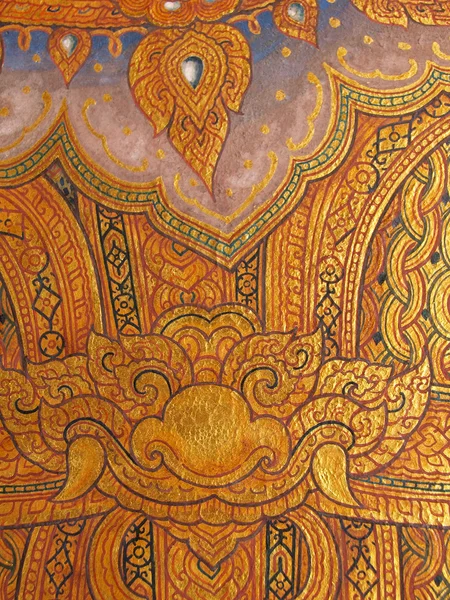 Wall art resim ve doku tapınak Tayland. eser hakkında — Stok fotoğraf