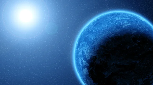 Blauwe planeet in mooie ruimte — Stockfoto