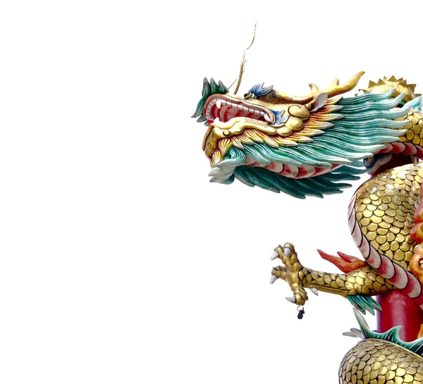 Estatua de dragón estilo chino aislar sobre fondo blanco (de te — Foto de Stock