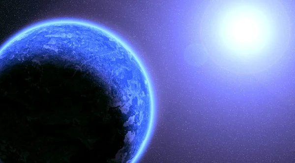 Голубая планета в красивом космосе — стоковое фото