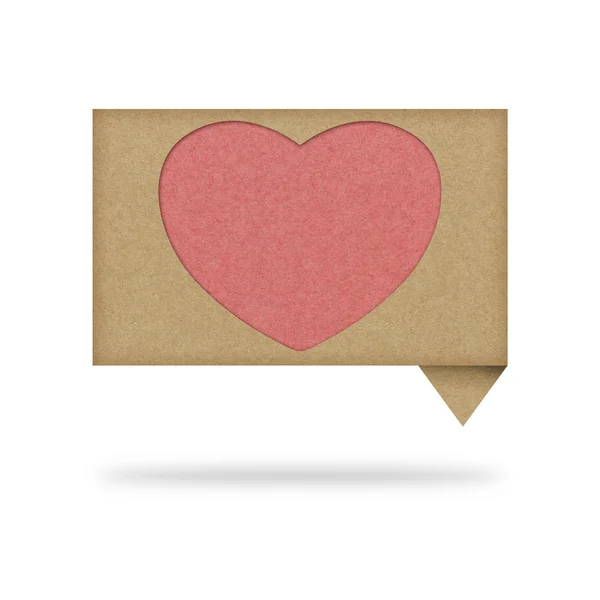 Heart tag recycled paper on white background — Stock Photo, Image