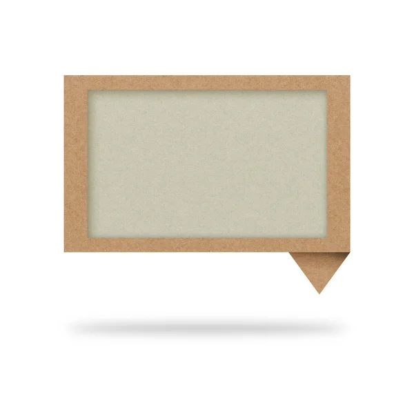 Label gerecycleerd papier praten op witte achtergrond — Stockfoto
