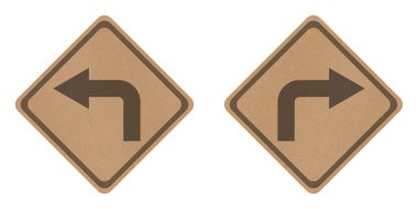 Recycle paper right turn and left turn road signs clipart