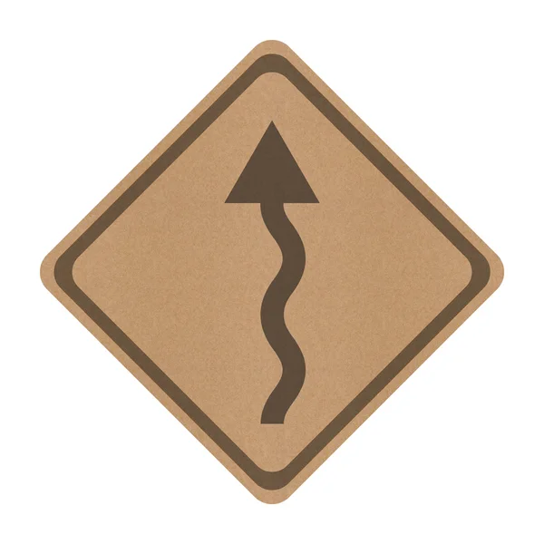 Переработка бумаги Curvy дорожный знак изолирован на белом — стоковое фото