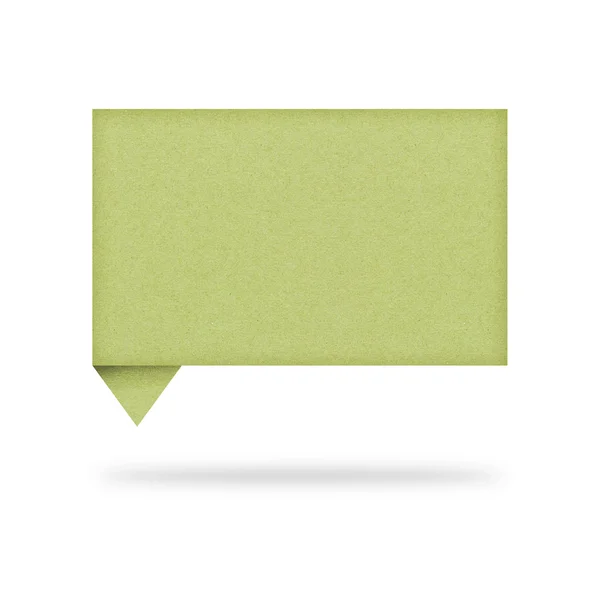 Etiket geri dönüştürülmüş kağıt beyaz zemin üzerine konuşma — Stok fotoğraf