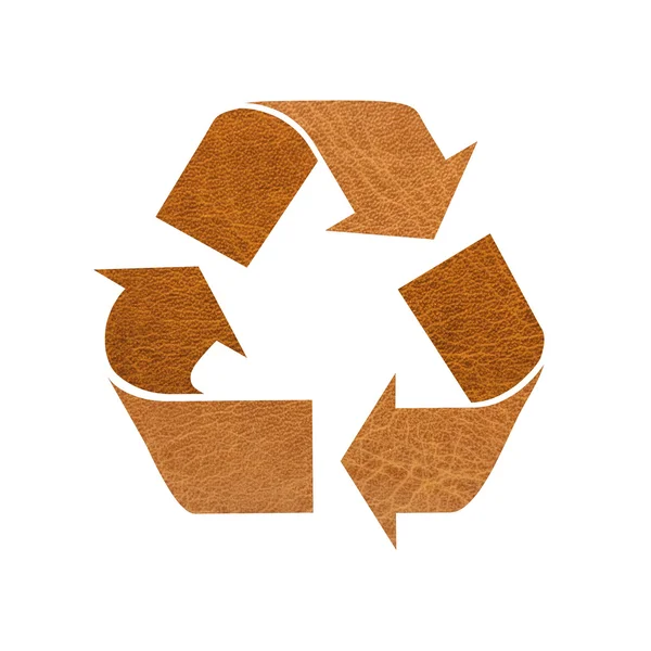 Знак "Recycle", текстура кожи на белом фоне — стоковое фото