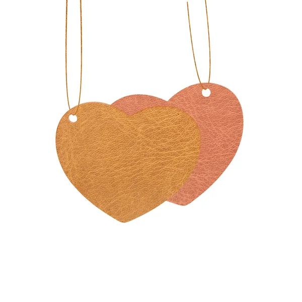 Corazón de cuero San Valentín etiquetas colgantes . —  Fotos de Stock