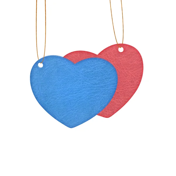 Cuir Heart Valentine étiquettes suspendues . — Photo