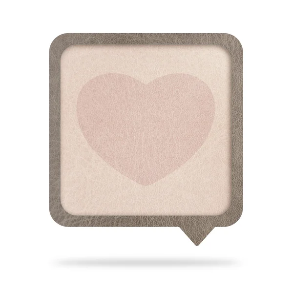 Talk tag,leather heart on white background — Stock Photo, Image