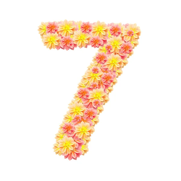 7, üzerinde beyaz izole çiçek alfabesi — Stok fotoğraf