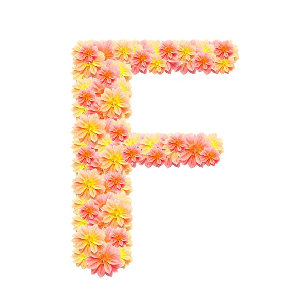 F, alfabet kwiat na białym tle — Zdjęcie stockowe