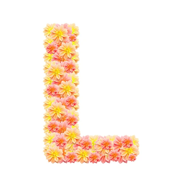 L,flower alphabet isolated on white — Stock Photo, Image
