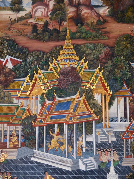 Ζωγραφική τέχνη τοίχων και υφή στην Ταϊλάνδη ναό. ζωγραφική για — Φωτογραφία Αρχείου