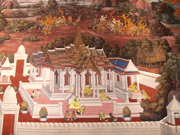 Wall art festészet és a textúra temple, Thaiföld. a festés — Stock Fotó