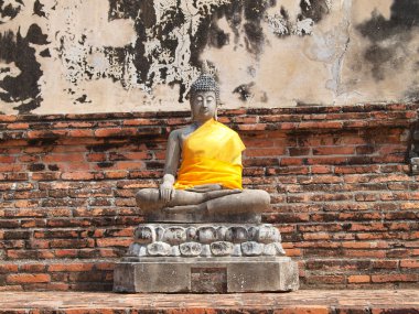 Buda heykelinin wat yai chai mongkol-ayuttaya, Tayland