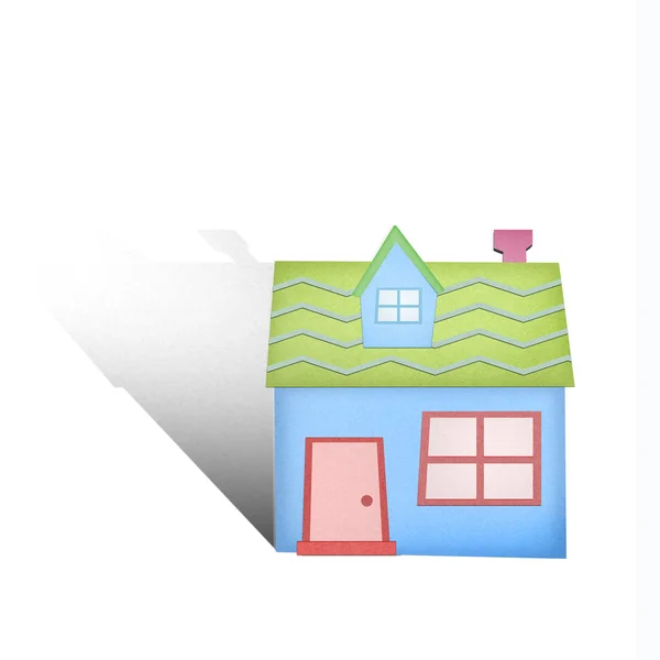 Cartoon house from recycle paper on white background — Stock Photo, Image