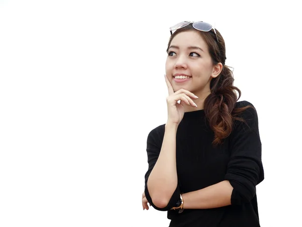 Porträt einer hübschen asiatischen Frau isoliert auf weißem Hintergrund — Stockfoto
