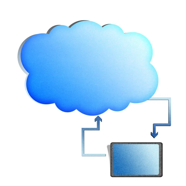 Papier Cloud Computing-Konzept recyceln, Tablet mit cl synchronisieren — Stockfoto