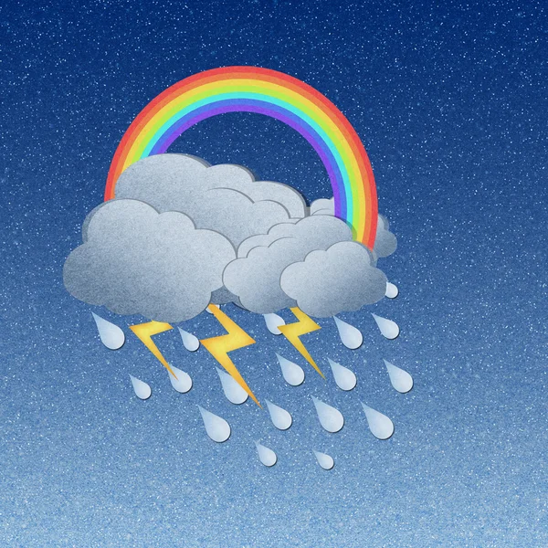 Grunge återvunnet papper regnbåge med regn — Stockfoto