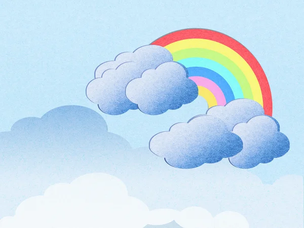 Reciclar nube de papel y fondo de arco iris —  Fotos de Stock