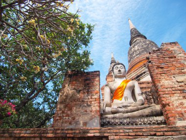 Buda heykelinin wat yai chai mongkol-ayuttaya, Tayland