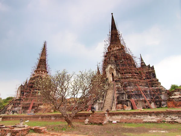 Pagoda Wat Phra Sri Sanphet Temple, Ayutthaya, Thaiföld — Stock Fotó