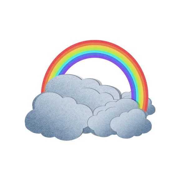 Grunge recycled paper rainbow on white background — Stock Photo, Image