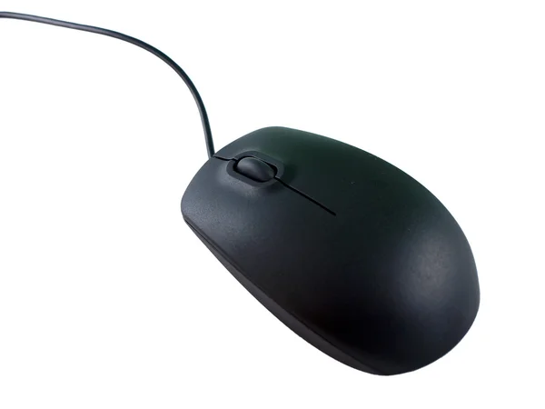 Black mouse for notebook and PC isolate on white — Stock Photo, Image