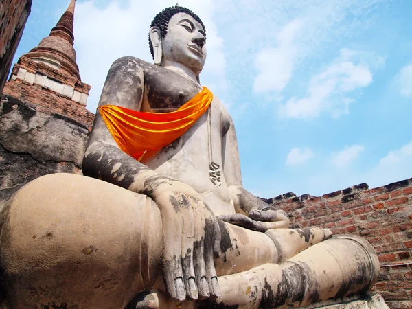 Wat Yai Chai Mongkol Ayuttaya din Thailanda — Fotografie, imagine de stoc